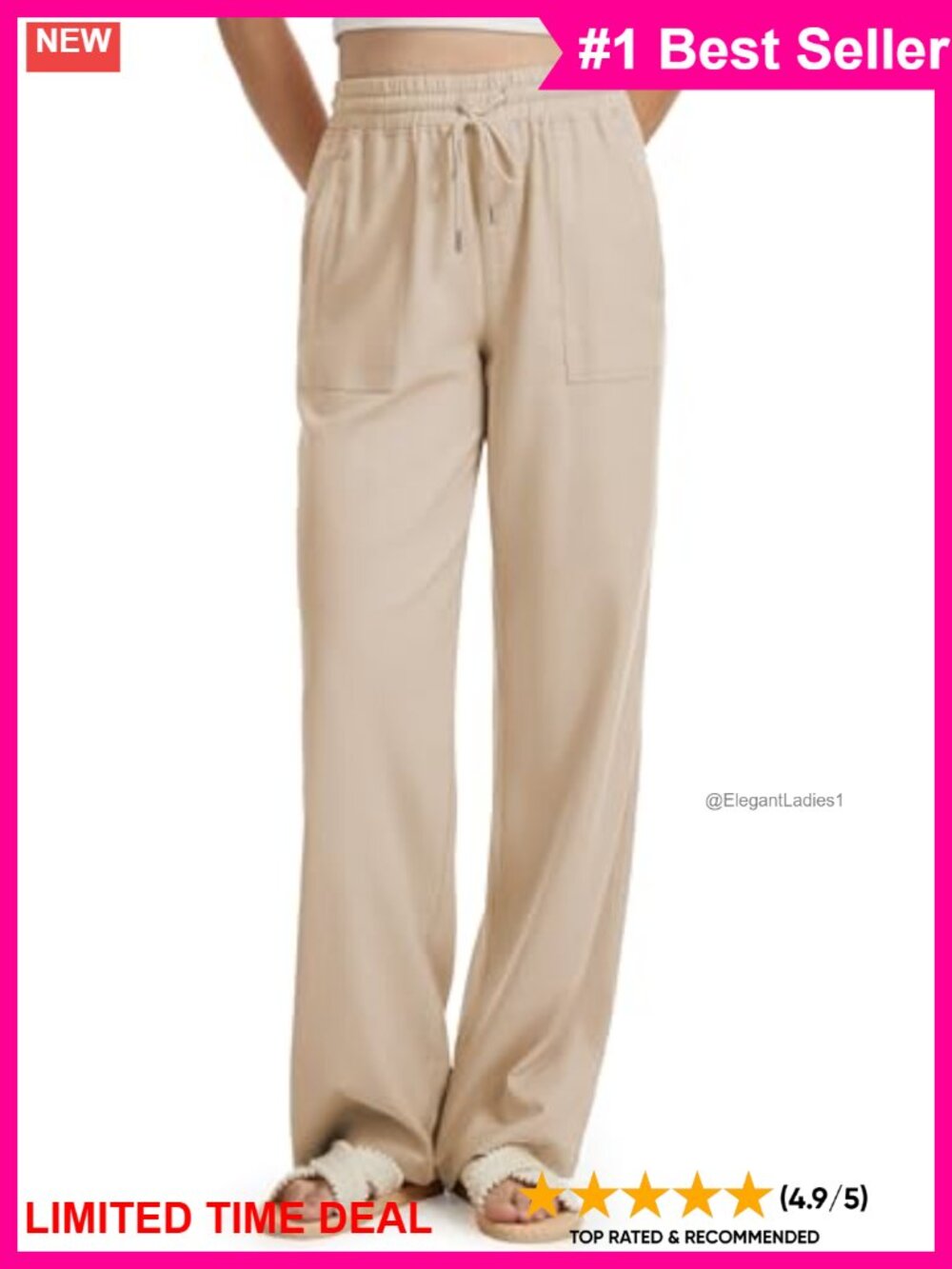 Tall Women Linen Wide Leg Palazzo Pants Extra Long Inseam Pull On Trousers